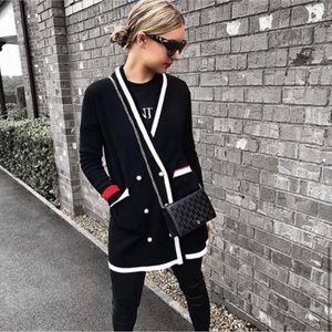 Zara oversized double breasted cardigan with pearl buttons